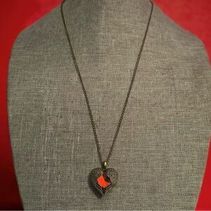 Sumni angel wing red heart pendant necklace